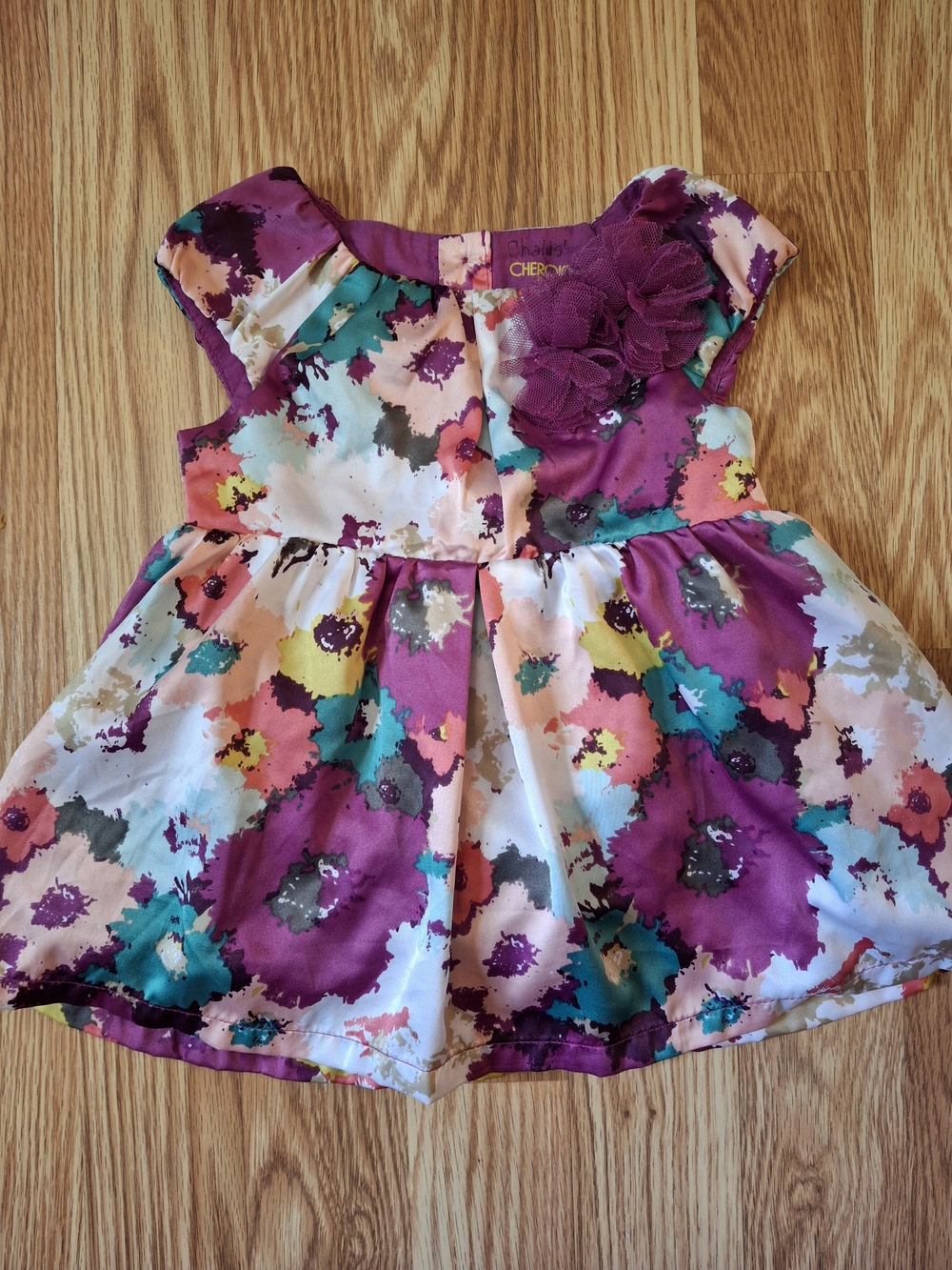 Cherokee Purple Floral Girls Dress With Bloomers 6-9 Months